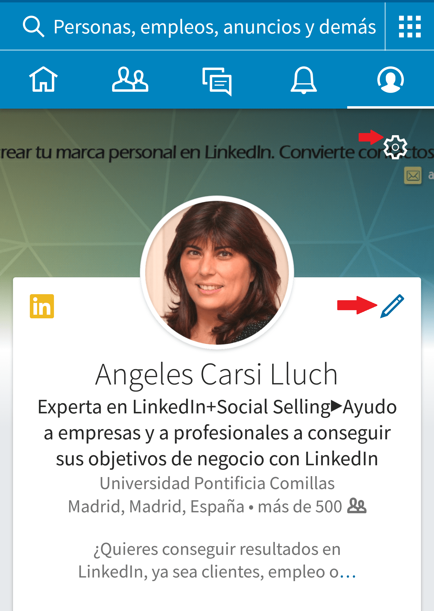 editar perfil de LinkedIn